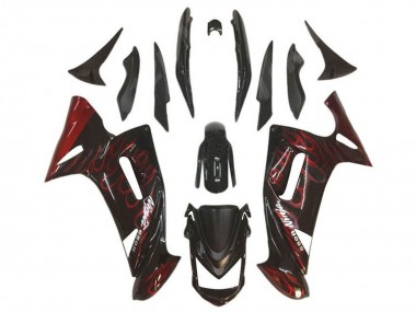 Comprar Carenados Moto Kawasaki Ninja 650 EX650 2006-2008 - Negro Brillante Rojo Llama