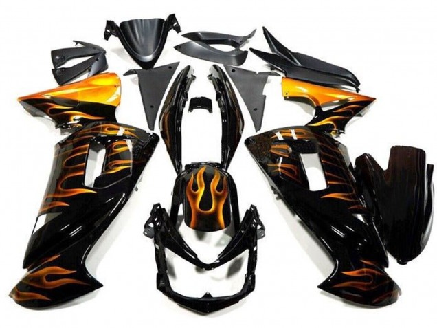 Comprar Carenados Moto Kawasaki Ninja 650 EX650 2006-2008 - Negro Brillante Oro Llama