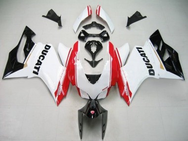 Comprar Carenados Moto Ducati Panigale 1199 2011-2014 - Blanco Rojo Negro Brillante Raya
