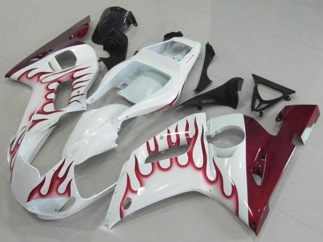 Comprar Carenados Moto Yamaha YZF R6 1998-2002 - Blanco Rojo Llama