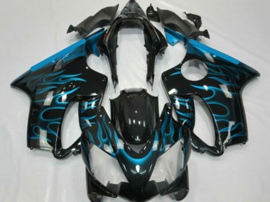 Comprar Carenados Moto Honda CBR600 F4i 2001-2003 - Negro Brillante Azul Claro Llama