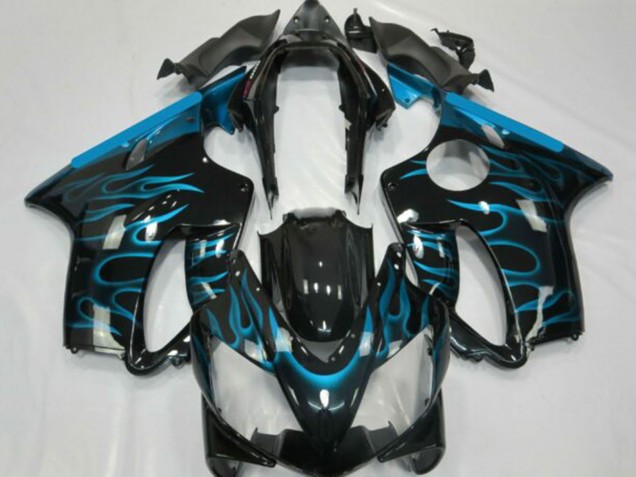 Comprar Carenados Moto Honda CBR600 F4i 2001-2003 - Negro Brillante Azul Claro Llama