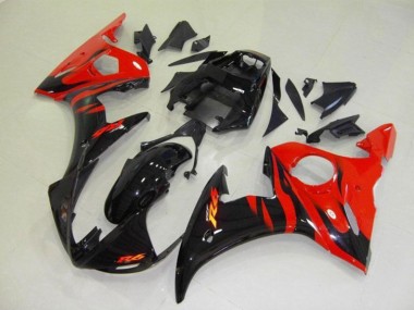 Comprar Carenados Moto Yamaha YZF R6 2003-2004 - Negro Brillante Rojo Llama