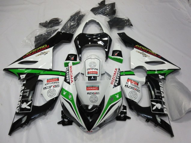 Comprar Carenados Moto Kawasaki ZX6R 2005-2006 - Blanco Negro Verde Rojo Rizoma Playboy