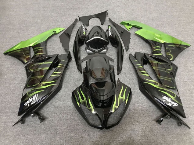 Comprar Carenados Moto Kawasaki ZX6R 2007-2008 - Negro Verde Claro Llama