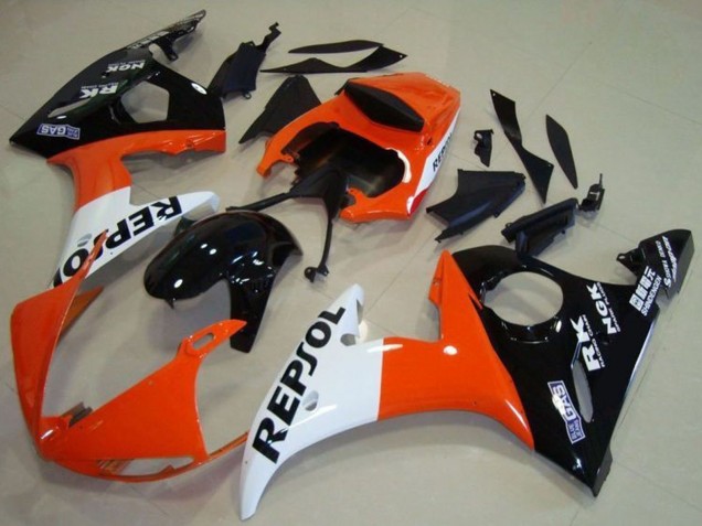 Comprar Carenado Moto Yamaha YZF R6 2003-2004 - Naranja Blanco Negro Brillante Repsol