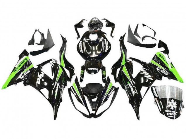 Comprar Carenados Moto Kawasaki ZX6R 2013-2018 - Negro Brillante Verde Blanco Monstruo Nieve