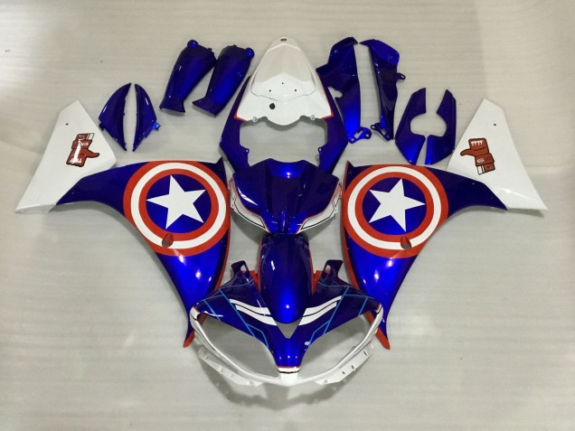Comprar Carenados Moto Yamaha YZF 1000 R1 2012-2014 - Blanco Azul Rojo Estrella Captain America