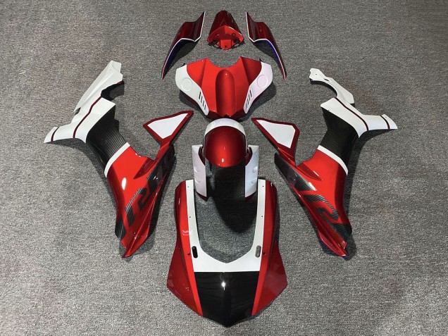 Comprar Carenados Moto Yamaha YZF 1000 R1 2015-2019 - Blanco Rojo Falso FibraCarbono