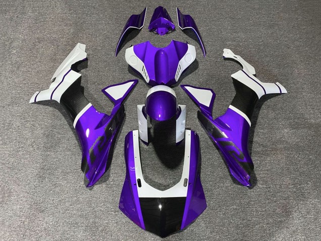 Comprar Carenados Moto Yamaha YZF 1000 R1 2020-2025 - Púrpura Blanco Falso FibraCarbono