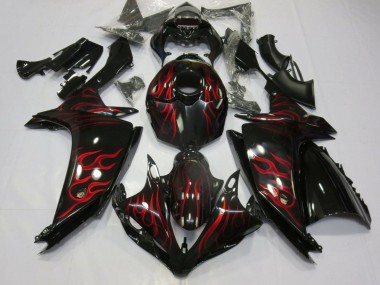 Comprar Carenados Moto Yamaha YZF 1000 R1 2007-2008 - Negro Brillante Rojo Llama