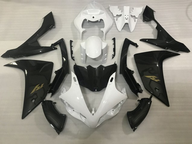Comprar Carenados Moto Yamaha YZF 1000 R1 2007-2008 - Blanco Falso FibraCarbono Oro Calcomanía
