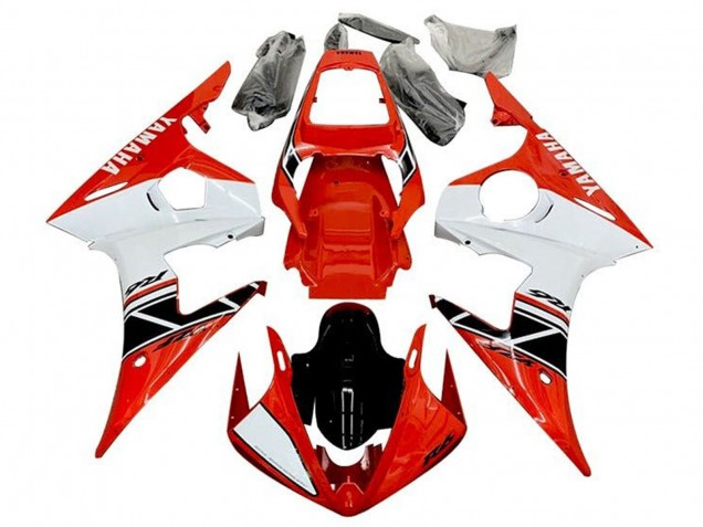 Comprar Carenados Moto Yamaha YZF R6 2003-2004 - Rojo Blanco Negro Brillante Raya