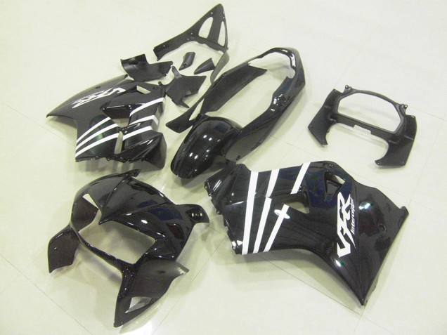 Comprar Carenados Moto Honda VFR 800 1998-2001 - Negro Brillante Blanco Raya