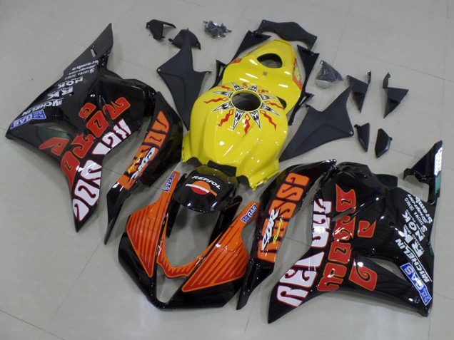 Comprar Carenados Moto Honda CBR600RR 2009-2012 - Amarillo Naranja Negro Brillante Rossi Carrera