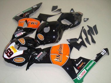 Comprar Carenados Moto Honda CBR1000RR 2006-2007 - Negro Brillante Naranja Verde Hm Plant Carrera 69