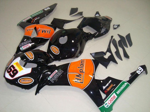 Comprar Carenados Moto Honda CBR1000RR 2006-2007 - Negro Brillante Naranja Verde Hm Plant Carrera 69
