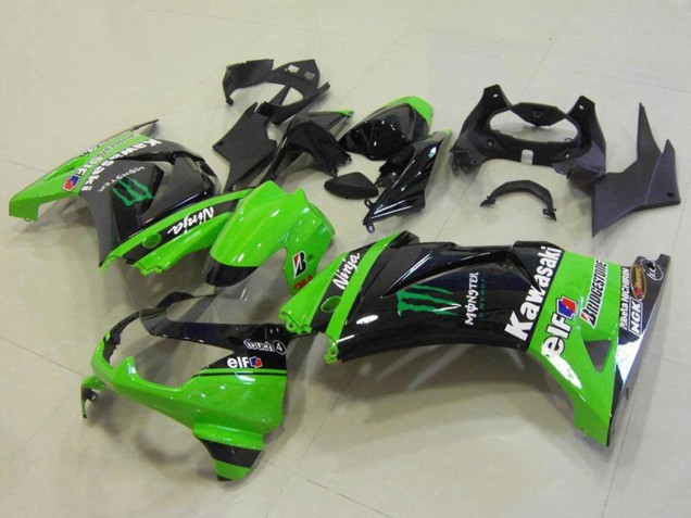 Comprar Carenados Moto Kawasaki ZX250R 2008-2012 - Verde Negro Brillante Elf Monstruo Bridgestone