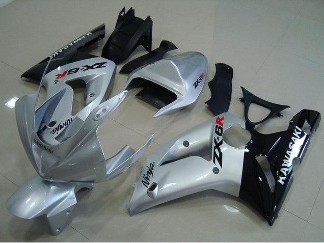Comprar Carenados Moto Kawasaki ZX6R 2003-2004 - Plata Negro Brillante