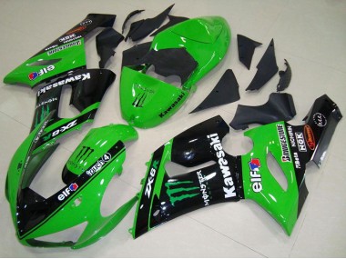 Comprar Carenados Moto Kawasaki ZX6R 2005-2006 - Verde Negro Brillante Elf Monstruo