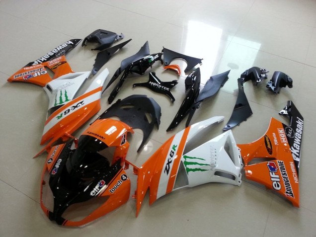 Comprar Carenados Moto Kawasaki ZX6R 2009-2012 - Naranja Blanco Negro Brillante Verde Elf Bridgestone Monstruo