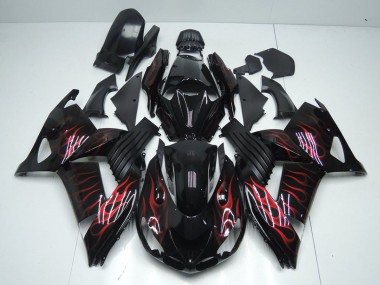 Comprar Carenados Moto Kawasaki ZX14R ZZR1400 2006-2011 - Negro Brillante Rojo Llama