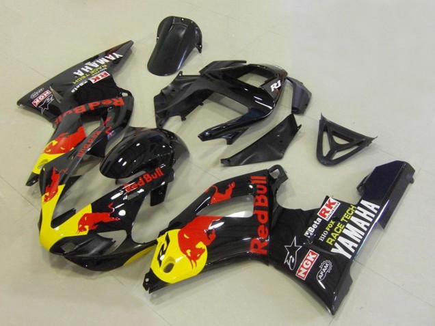 Comprar Carenados Moto Yamaha YZF R1 2000-2001 - Negro Brillante Amarillo Rojo Bull
