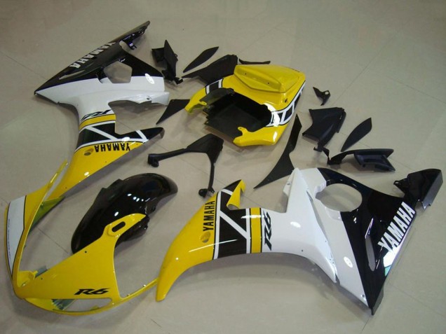 Comprar Carenados Moto Yamaha YZF R6 2003-2004 - Amarillo Blanco Negro Brillante Anniversary