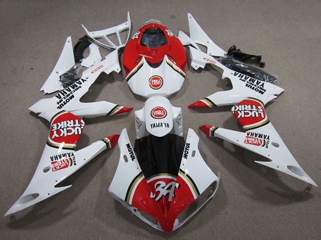 Comprar Carenados Moto Yamaha YZF R6 2008-2016 - Blanco Rojo Lucky Strike