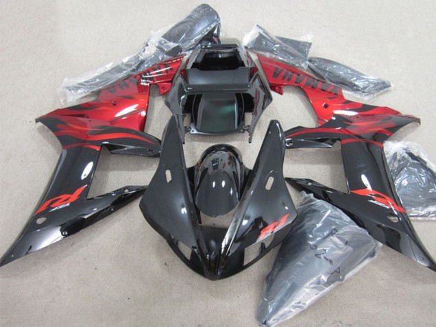 Comprar Carenados Moto Yamaha YZF R1 2002-2003 - Negro Brillante Rojo Llama