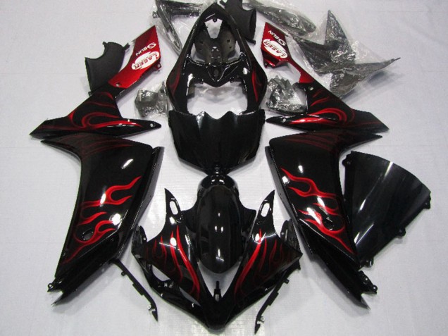 Comprar Carenado Moto Yamaha YZF R1 2007-2008 - Negro Brillante Rojo Llama