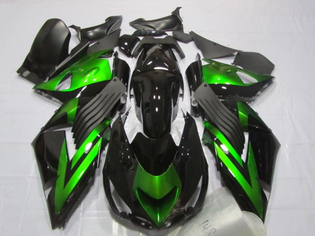 Comprar Carenados Moto Kawasaki ZX14R ZZR1400 2006-2011 - Negro Brillante Verde Raya