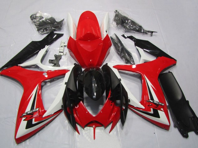 Comprar Carenados Moto Suzuki GSXR 600 2006-2007 - Blanco Rojo Negro Brillante Raya