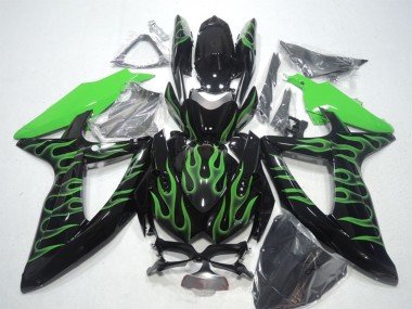 Comprar Carenados Moto Suzuki GSXR 600 2008-2010 - Negro Brillante Verde Llama