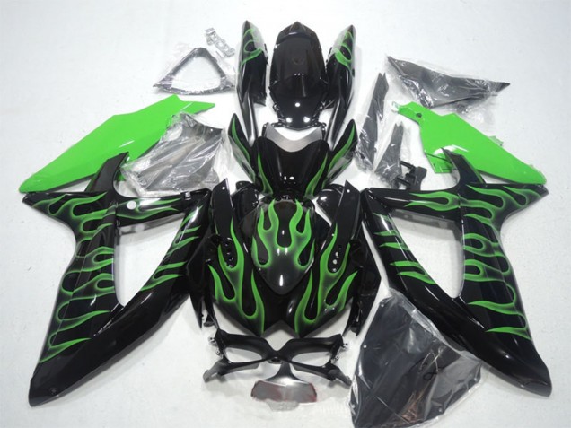Comprar Carenados Moto Suzuki GSXR 600 2008-2010 - Negro Brillante Verde Llama
