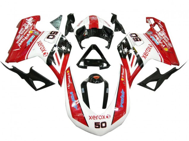 Comprar Carenados Moto Ducati 848 1098 1198 2007-2014 - Blanco Rojo Negro Brillante Valsir Xerox 50