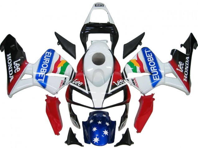 Comprar Carenado Moto Honda CBR600RR 2003-2004 - Blanco Rojo Azul Negro Brillante EuroBet