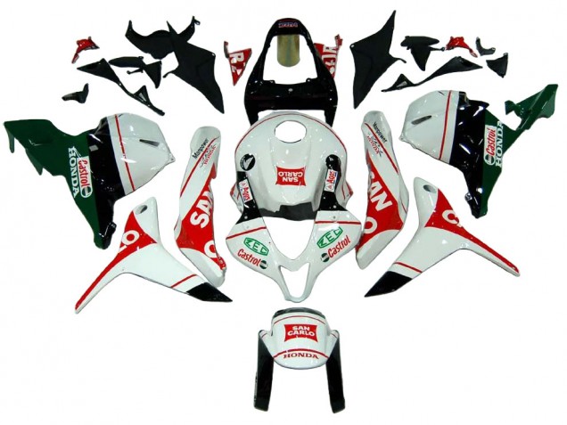 Comprar Carenados Moto Honda CBR600RR 2009-2012 - Blanco Rojo Verde Castrol San Carlo