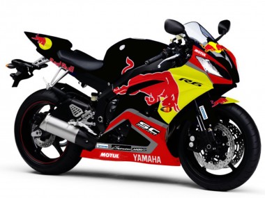 Comprar Carenados Moto Yamaha YZF R6 2006-2007 - Negro Brillante Amarillo Rojo Bull Motul