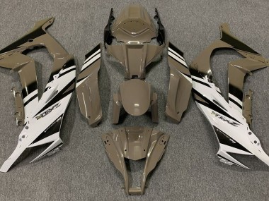 Marrón Brillante & Blanco 2011-2015 Kawasaki ZX10R Carenados Moto