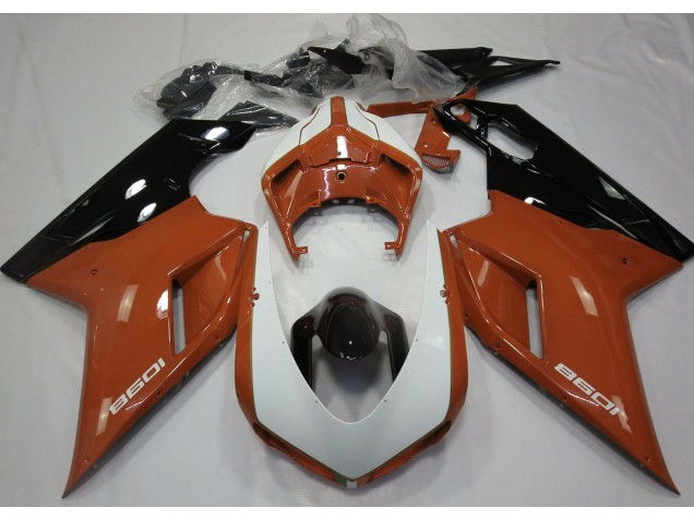 Naranja Brillante & Blanco 2007-2014 Ducati 848 1098 1198 Carenados Moto Naranja Brillante & Blanco 2007-2014 Ducati 848 1098 1198 Carenados Moto