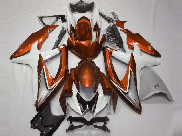 Naranja Brillante & Blanco 2008-2010 Suzuki GSXR 600-750 Carenados Moto Naranja Brillante & Blanco 2008-2010 Suzuki GSXR 600-750 Carenados Moto