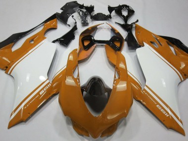 Naranja Brillante Blanco & Negro 2011-2014 Ducati 1199 Carenados Moto