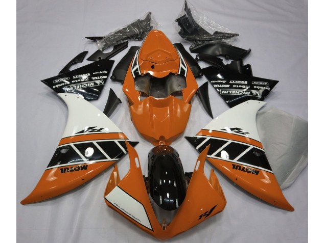 Naranja Brillante Blanco & Negro 2012-2014 Yamaha R1 Carenados Moto Naranja Brillante Blanco & Negro 2012-2014 Yamaha R1 Carenados Moto