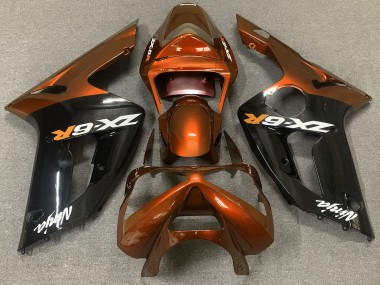 Naranja Brillante & Negro 2003-2004 Kawasaki ZX6R Carenados Moto