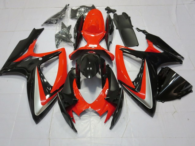 Naranja Plata & Negro 2006-2007 Suzuki GSXR 600-750 Carenados Moto Naranja Plata & Negro 2006-2007 Suzuki GSXR 600-750 Carenados Moto