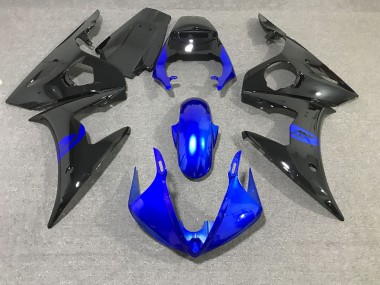 Negro & Azul Brillante 2003-2004 Yamaha R6 Carenados Moto