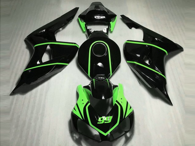 Negro Brillante Alta Visibilidad Verde 2006-2007 Honda CBR1000RR Carenados Moto Negro Brillante Alta Visibilidad Verde 2006-2007 Honda CBR1000RR Carenados Moto