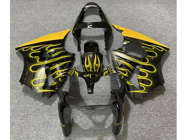 Negro Brillante & Amarillo Llama 2000-2002 Kawasaki ZX6R Carenados Moto Negro Brillante & Amarillo Llama 2000-2002 Kawasaki ZX6R Carenados Moto
