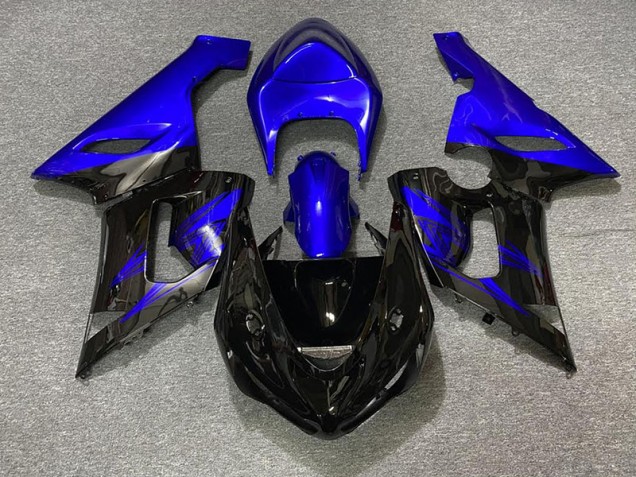 Negro Brillante & Azul 2005-2006 Kawasaki ZX6R Carenados Moto Negro Brillante & Azul 2005-2006 Kawasaki ZX6R Carenados Moto